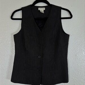 Vintage Ann Taylor Black Pinstripe Vest Size 4